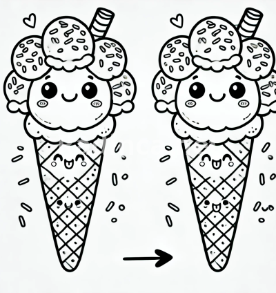 Cheerful Ice Cream Coloring Page